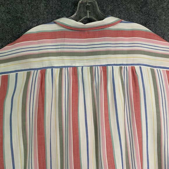 Old Navy Striped Shirt Women XXL Cap Sleeve Tie Waist Cool Summer Cotton Rayon - Picture 8 of 12